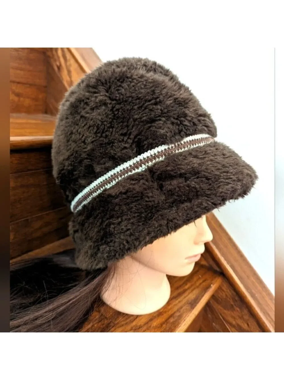 Vintage 1960s Men's Brown Faux Fur Russian Style Diplomat Hat
